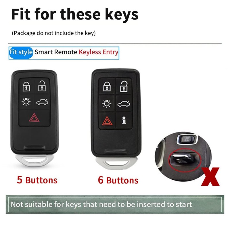 ontto Metal Leather Car Key Fob Cover Fit for Volvo