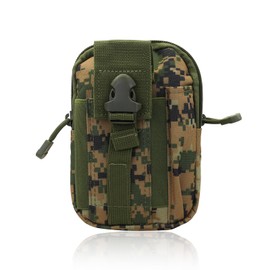AfitLulu Tactical Molle Pouch, Utility Pouch with 2-Layer Zipper and Mountain Buckle, Nylon EDC Belt Pouch for Tools (B)