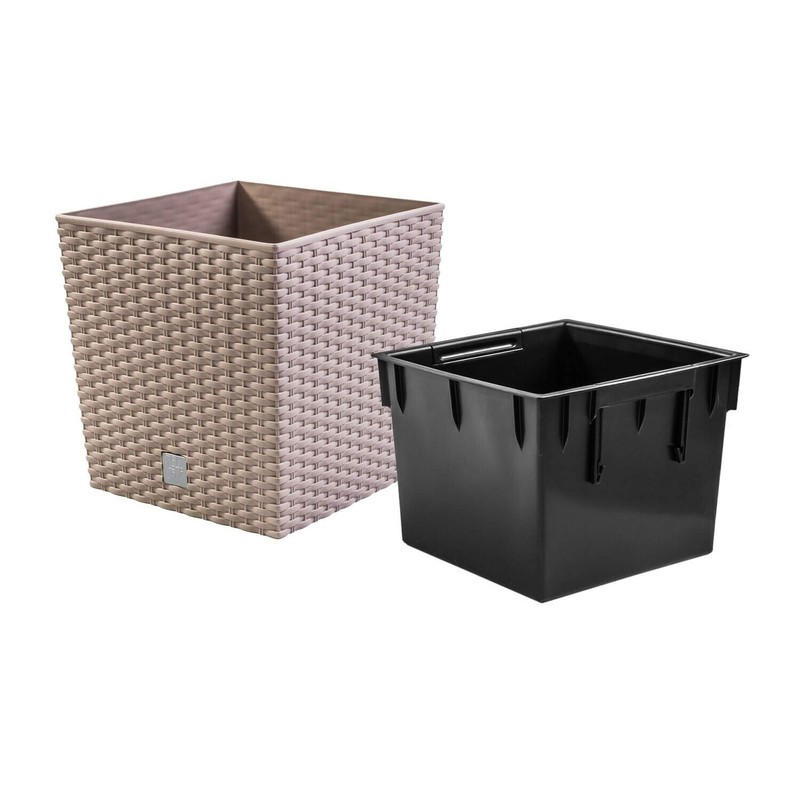 Prosper Plast Rattan Planter Mocca Colour - 22.5cm 8L Capacity