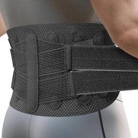 Extra Breathable and Elastic Back Brace for Women and Men, Compression Lumbar Back Support Belt for Working, Lifting, Sleeping and Running. Suitable for Lower Back Pain, Sciatica, Scoliosis, Black