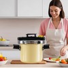 QINGHOU 2.6Quart Natural enamel double lid mini pressure cooker, One-handed