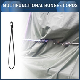 INFINAUTO Mini Bungee Cord 26cm Motorcycle Trailer Trucks Cargo Adjustable Bungee Cords with Metal Buckle Black 20pcs