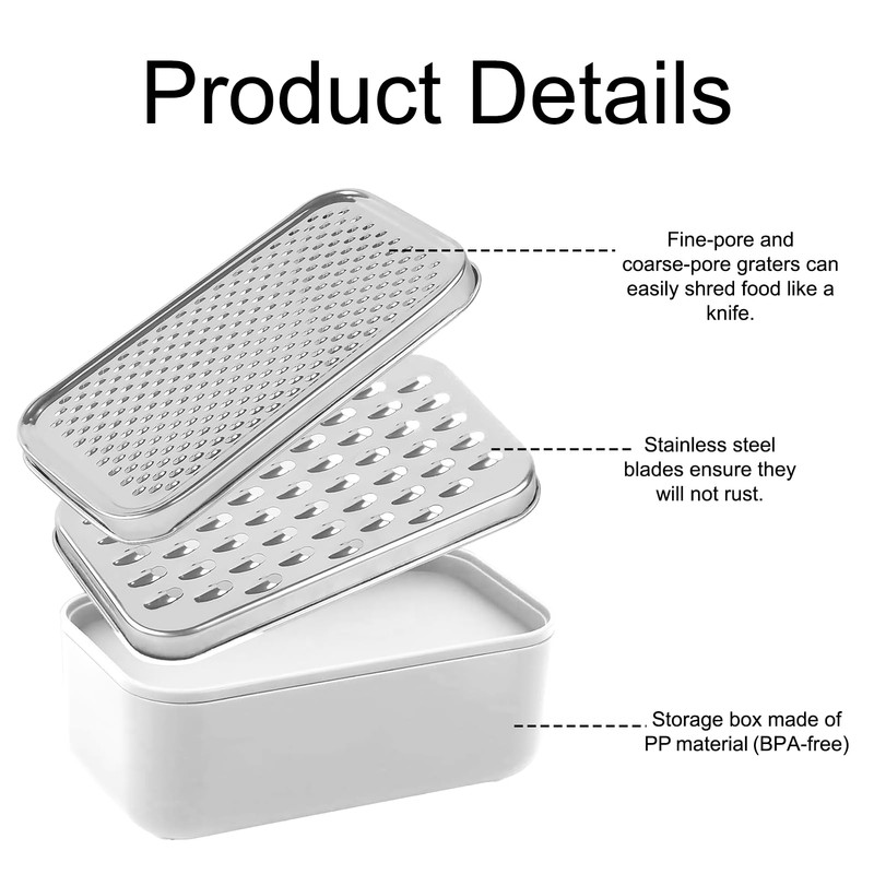 Cheese Grater With Container Box,Grater Cheese Shredder,2 In1 Fruit Vegetable