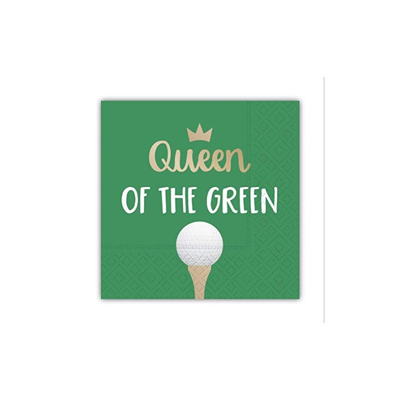 Queen of the Green Funny Cocktail Napkins, Golf Themed Beverage
