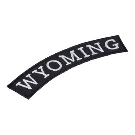 PatchStop Wyoming State Top Rocker Biker Patches for Vests Motorcycle Jackets Jeans - 4x1.25in Small Iron On USA Travel Souvenir Embroidered Emblem - DIY Sew On Patch to Hats Backpacks Luggage