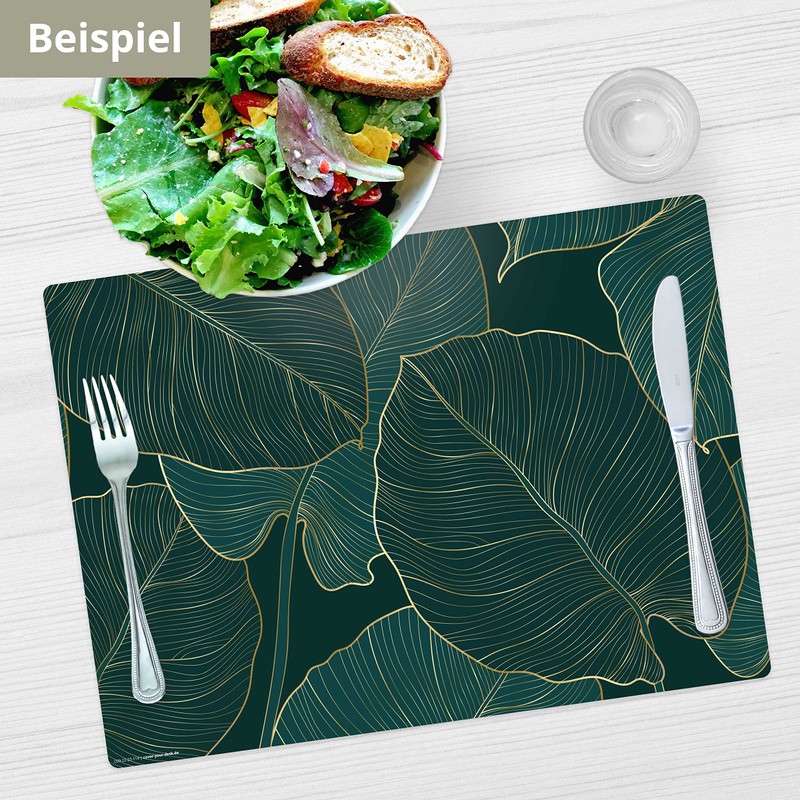 Placemats Washable Place Mats – Tropical Leaves with Gold Veins