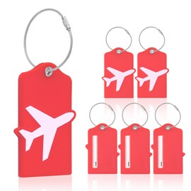 Vigorport Luggage Tags with Name ID Card, 6 Pack Flexible & Bright Silicone Luggage Tag for Suitcases TSA Approved, Best Travel Accessories for Baggage/Bag Identification (Red)