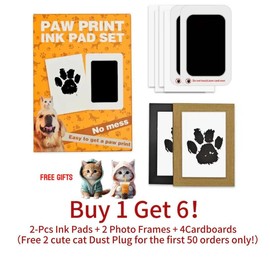 JERRYDIARY  Paw Print Kit, 2-Pcs Ink Pads + 2 Photo Frame, Mess-Free Paw Print Stamp Pad for Dogs & Cats, Clean Touch Ink Pad, Dog Paw & Nose Print Kit, Keepsake Gift For Pet Dogs And Cats, Memorial Gift, Pet Memorials, Pet Paw Springtok Outdoorfun:_pink