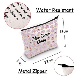 JXGZSO Funny Hippo Cosmetic Bag Moo Deng Gang Makeup Bag Moo Deng Lover Gift Cute Hippo Gift
