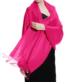 TZ Promise Pashmina - Chal, suave, liso, bufanda para mujer, Rosa encendido, Talla única