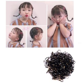 FEIFEI’S BOW 500 Pieces Multi Colour White Poly Rubber Bands Ponios Plaits Hair Mini Elastic HairBands Bobbles Ponytail (Black)