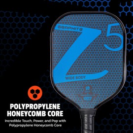 ONIX Graphite Z5 Pickleball Paddle (Graphite Carbon Fiber Face with Rough Texture Surface, Cushion Comfort Grip and Nomex Honeycomb Core for Touch, Control, and Power),Blue