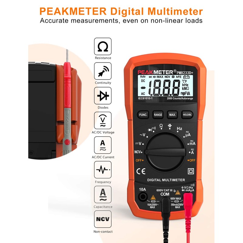 Digital Multimeter,Multimeter Tester, High Sensitivity Voltmeter Ammeter Ohmmeter NCV Circuit