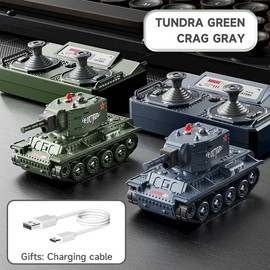 BRRRRT 1/64 RC Tank,Remote Control Military Army Tank Model with Infrared Battle System & Rotating Turret,2.4Ghz RC Vehicle Toy for Kids and Adults:_Green+Grey(Two Pcs)