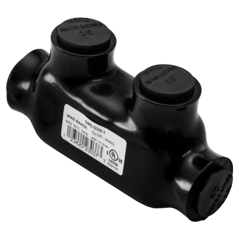 Heschen 2 Pcs Insulated Multi-Tap Connectors, 3/0-6AWG, 2 Port, Rated