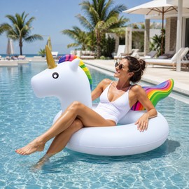 Inflatable Unicorn Pool Float for Summer Fun – Thick PVC Swimming Ring for Beach Trips, Pool Parties & Water Play