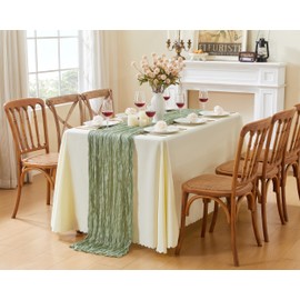 Sage Green Table Runner Cheesecloth 120 Inches Boho Gauze Cheese Cloth 10FT Sheer Table Runner for Summer Home Decor Birthday Wedding Baby Bridal Shower Holiday Party Decoration