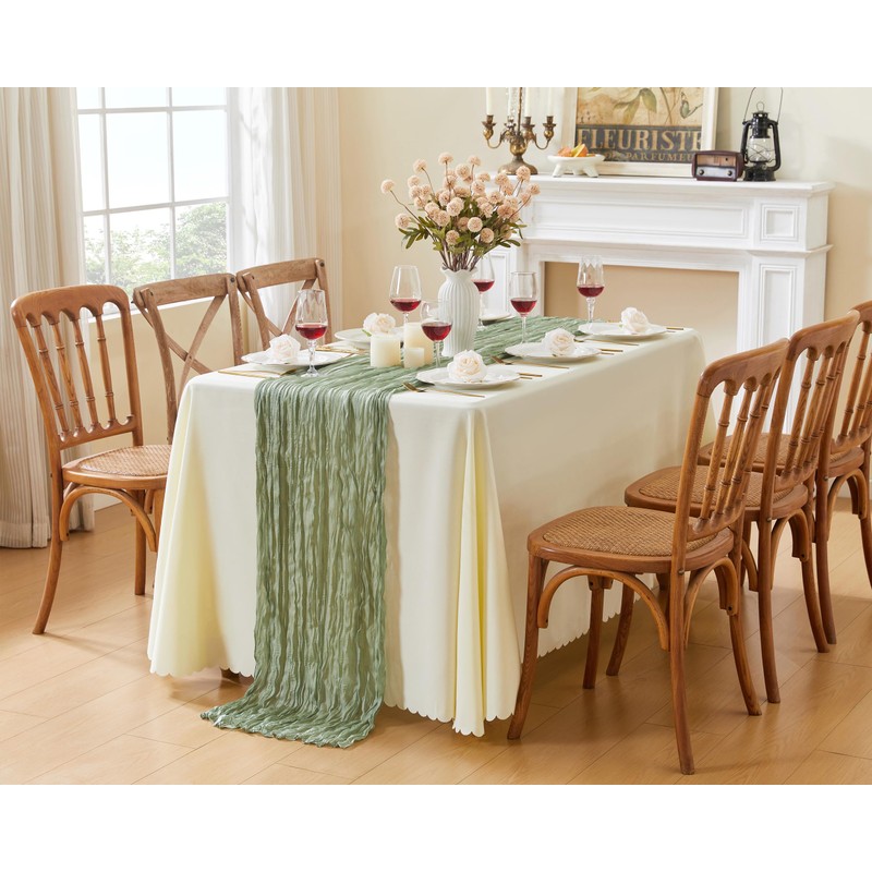 Sage Green Table Runner Cheesecloth 120 Inches Boho Gauze Cheese