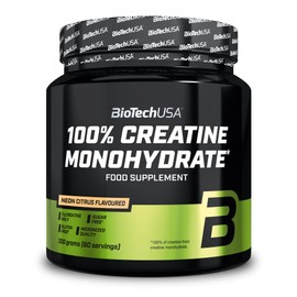 BioTechUSA 100% Creatine Monohydrate | Pharmaceutical-Grade Creatine | Micronized | Vegan | Glutenfree, 300 g, Neon Citrus