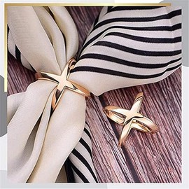 Scarf Clip Scarf Ring Wrap Clamp Silk Scarf Clasp Holder,3Pcs Scarf Rings Cross Hollow Scarf Buckle X-shaped Scarf Ring Buckle Simple Scarf Clips for Shawl Neckerchief Clothing (Style1)