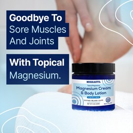 MIGRASTIL Cooling Magnesium Cream & Body Lotion - Promotes Sleep and Soothing Relief for Sore Muscles, Leg Discomfort, Etc. 4oz. Made in The USA.