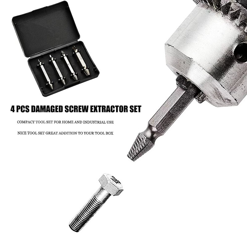 XFS Damaged Screw Extractor Set, 4 PCS HSS DIY Hand