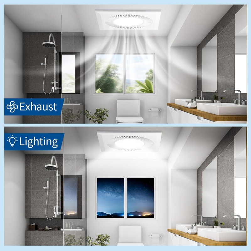 Bathroom Vent Fan with Light, Bathroom Exhaust Fan with LED