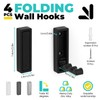 Sekonow 4 Pack Folding Wall Hooks, Zinc Alloy Foldable Magnet