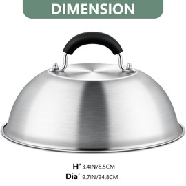 9in Basting Cover Set of 2, Leonyo Stainless Steel Cheese Melting Dome for Griddle, Round Griddle Grill Steam Cover for Flat Top Grill Accessories, Indoor & Outdoor Metal BBQ Cooking Dome