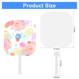 Ozmatip 24 Pieces Sublimation Fans Empty Hand Fan Set for Church Graduation Decorations DIY Hand Fans for Church Party and Wedding Fans for Guests