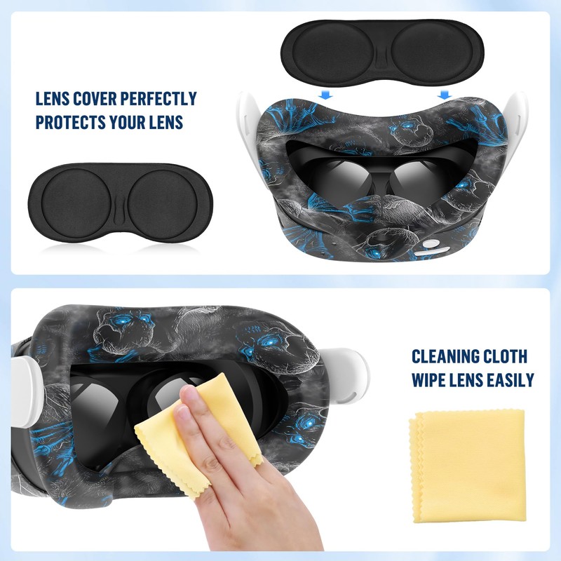 Silicone Cover Set Compatible with Meta/Quest 3S Accessories, Controller Grips,