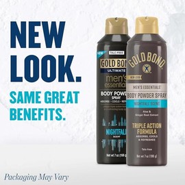 Gold Bond Mens Essentials Talc-Free Body Powder Spray 7 oz Nightfall Scent Wetness Protection - Producto Original de Alta Calidad, Entrega Rápida y Se