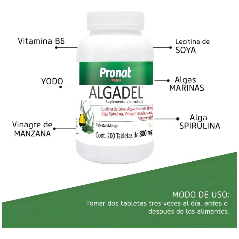 Algadel Todo En Uno 200 Capsulas Pronat Sabor Natural