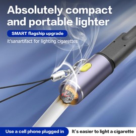 YAODHAOD Electric Lighter USB C, Windproof Flameless Lighter,Type C Mini Portable Electric Lighter Suitable for USB Type C Device Chargers, Power Banks（2PCS） (Purple)