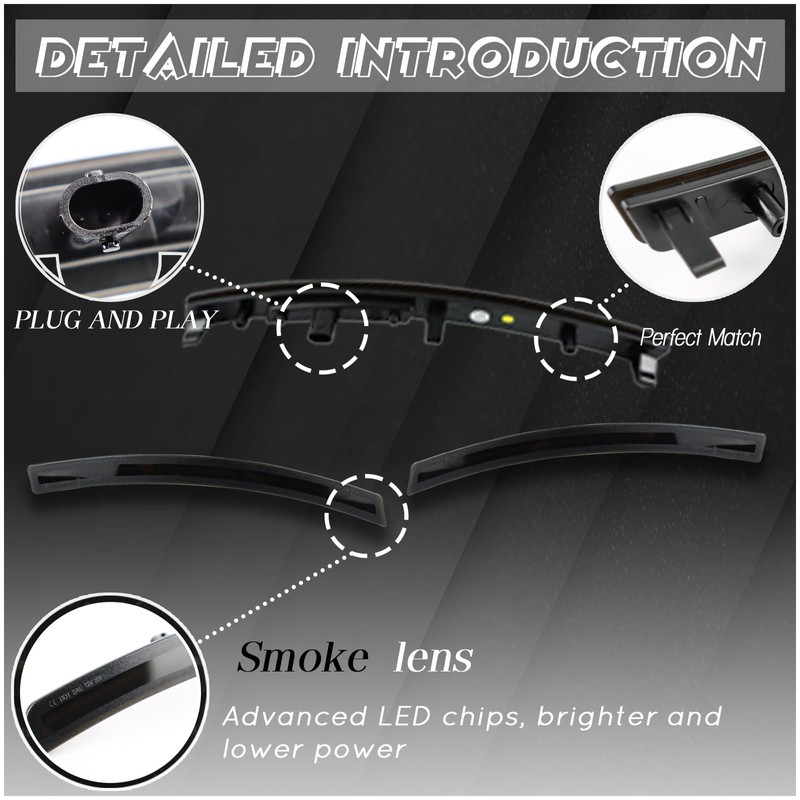 ULTRALTH Smoked LED Side Marker Light for 2014-2019 Chevy Corvette