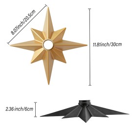 SHUKEFER Star Flush Mount Ceiling Light Fixture E26/E27 Moravian Gold Star Lamp 11.8Inch Gold Star Shaped Ceiling Light Fixture for Bedroom Corner Wall Kitchen Restaurant Cafe Bar