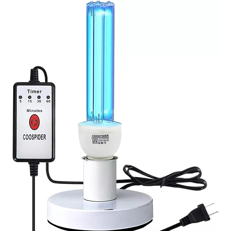 Coospider CTUV-25 UVC Germicidal Lamp with timer & 8,000 hour