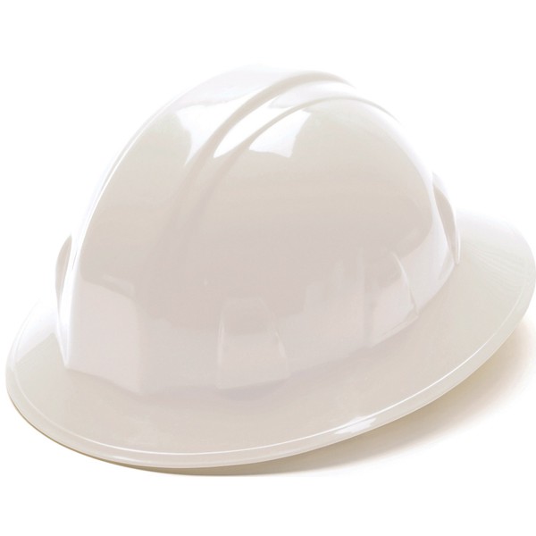 Pyramex Safety SL Series Full Brim Hard Hat, 4-Point Ratchet Suspension, White