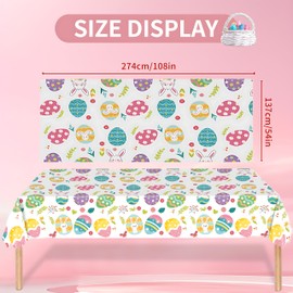 Easter Table Cloth,Easter Decorations,Easter Wipe Clean Table Cloth,Egg Chick PVC Easter Tablecloth Party Retractable Waterproof Disposable Tablecloths Table Cover for Easter Party Supplies