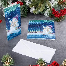 evelay Christmas Cards Pack 16 Slim Traditional Snowman Gifts Photo Xmas Card Set with White Envelopes Included (Snowman)