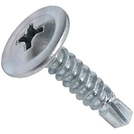 AERZETIX - C44741 - Set of 100 self-drilling self-drilling screws Ø4.2x19 mm with large lens head - with PH cross slot - made of galvanised steel - fixing sheet metal gutters - colour silver