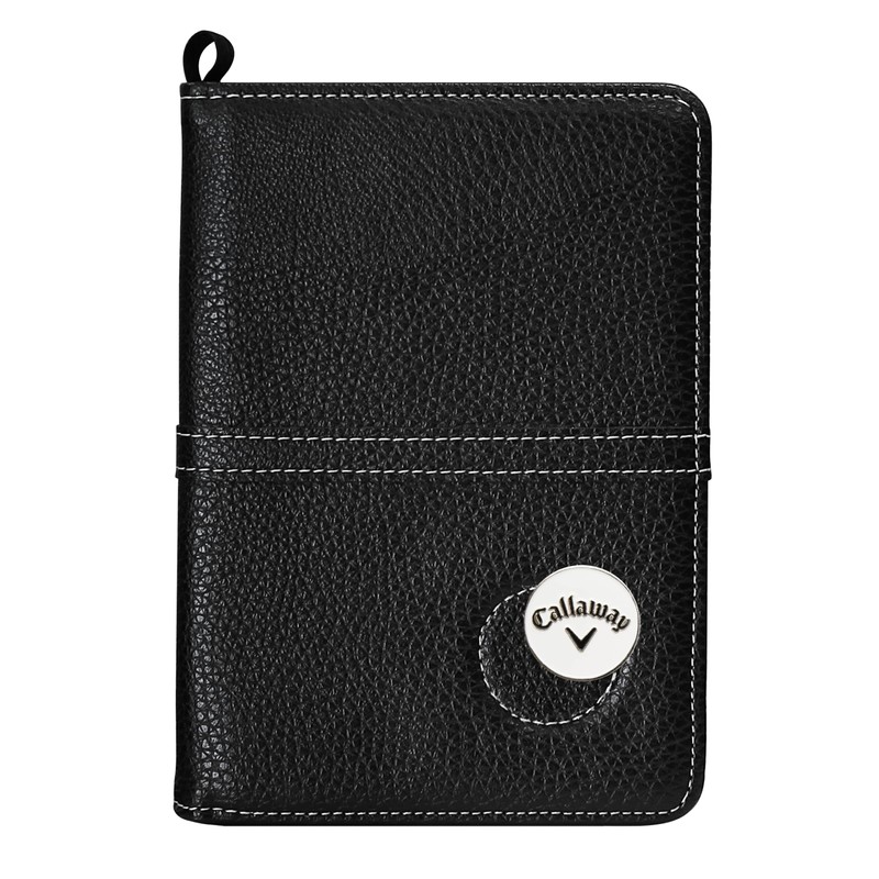 Callaway Golf Horizontal Leather Scorecard Holder with Ball Marker, Black