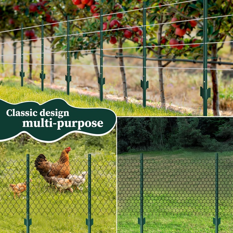 10 Pack Garden Fence Post, 5 Feet Heavy Duty Metal