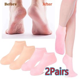 2 Pair Full Length Silicone Gel Moisturizing Socks Foot Care Protector Free Ship