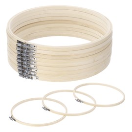 MECCANIXITY 12 Pieces 10 Inch Embroidery Hoops Adjustable Round Bamboo Circle Cross Stitch Hoop Ring for Art Craft Handy Sewing Needlework DIY Decoration