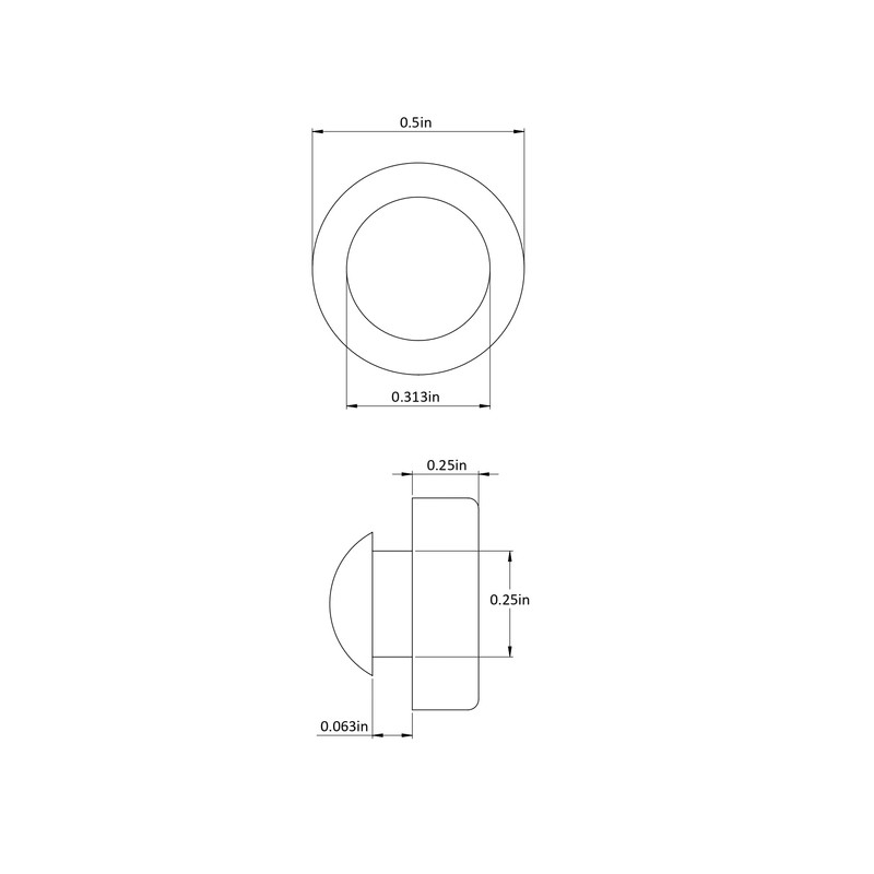 Push-in Rubber Bumper Tight-Grip Stem - Fits 1/4" Hole -
