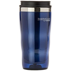 THERMOcafe by Thermos Double Wall Stainless Steel Inner, Plastic Outer Travel Tumbler, 470ml, Blue, THM2BAUS