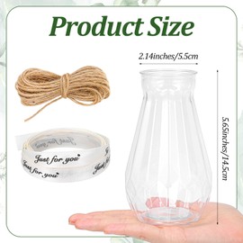 12Pcs Plastic Bud Vases Bulk, Small Plastic Vases with Gift Wrapping Ribbon
