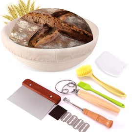 VONAHAST Banneton Proofing Basket Set - 9-inch Round Bread Baking Supplies, Sourdough Tools & Bread Making Accessories for Artisan Baking