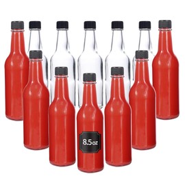 GazeGlyd Hot Sauce Bottles, Glass Bottles with Lids, Glass Bottles for Juicing, Homemade Sauce, Olive Oil, 12 pcs, 250ml, 8.5 oz